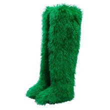 Women's Long Over Knee Faux Furs Snow-Thigh high green bea 37