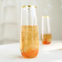 Verres à champagne sans pied à bordure dorée transparente de 25 cl (6 pièces)