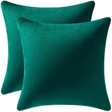 Πράσινα καλύμματα Euro Sham Velvet 26x26 ιντσών, συσκευασία των 2