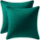 Capas para fronhas Euro verdes em veludo, 66x66 cm (26x26 polegadas), pacote com 2 unidades. 1
