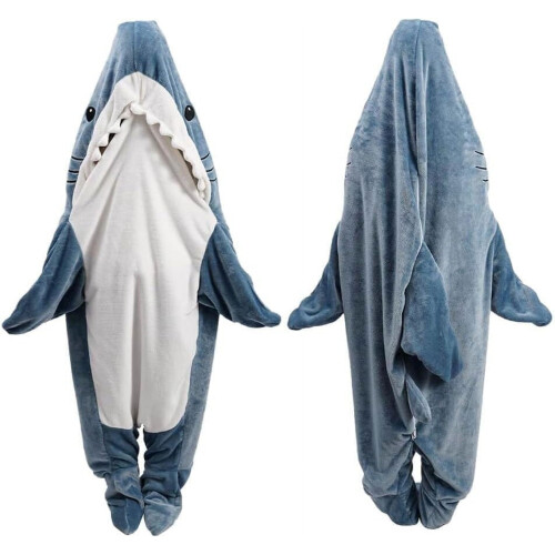 Παιδική πιτζάμα με κουκούλα Shark, απαλή και ζεστή φανέλα, XS