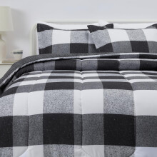 Zwart-wit geblokt dekbedovertrekset voor tweepersoonsbed (Full/Queen size)
