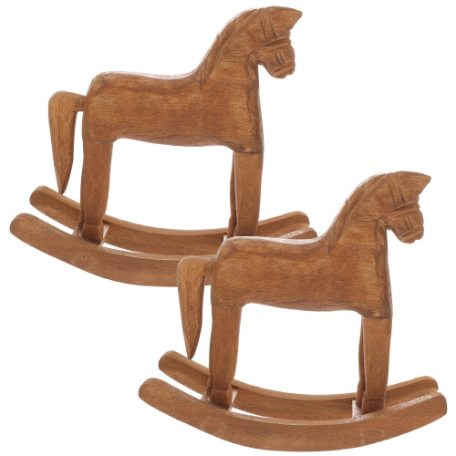 Ensemble décoratif de cheval à bascule en bois – 2 pièces