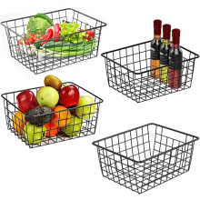 Ensemble de 4 paniers de rangement en fil métallique – Grands paniers noirs pour la cuisine et
