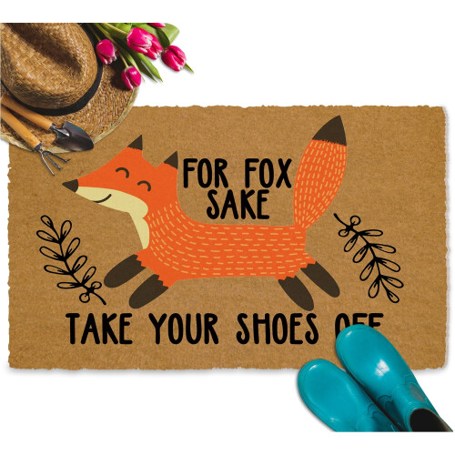 Tapete de boas-vindas "For Fox Sake" 30x18 polegadas para uso interno e externo