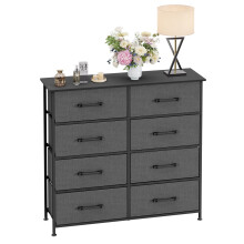 Fabric Dresser Grey 8-Drawer Tall Storage Cabinet