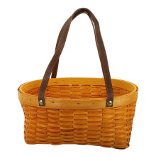 Panier de rangement tressé en bambou avec poignée 17 x 13,5 x 10 cm