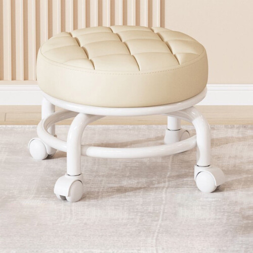 Tabouret roulant Japceit – Siège compact à roulettes, blanc