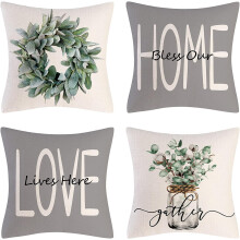 Housses de coussin décoratives en lin 50 x 50 cm, lot de 4