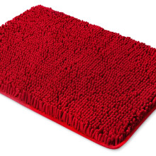 Tapis de bain en chenille rouge 43 x 61 cm – Absorbant et antidérapant