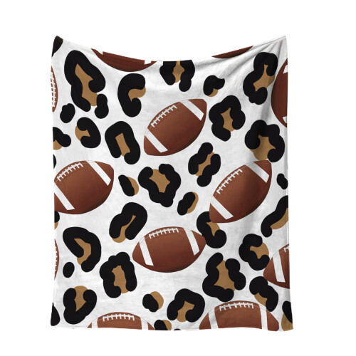 Football Pattern Flannel Throw Blanket Brown 100x130cm 1