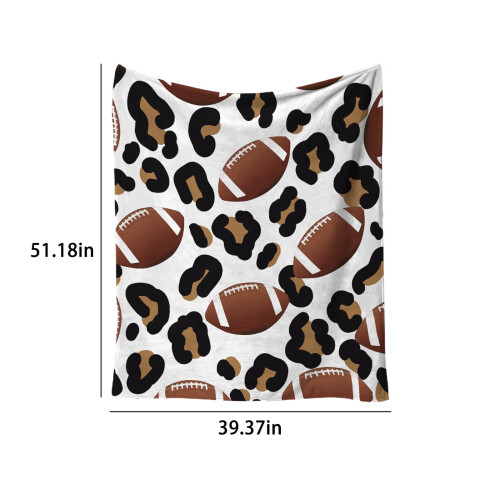 Football Pattern Flannel Throw Blanket Brown 100x130cm 2