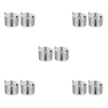 10Ensembles Conteneurs Condiments Inoxydable Pot Rond Argent