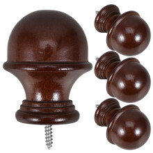 4Pcs Rustic Coffee Wooden Curtain Rod Finials Decorative Ends