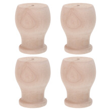 4Pcs Carved Solid Wood Finials for Stairs Railing Posts Light Yellow