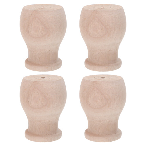 4Pcs Carved Solid Wood Finials for Stairs Railing Posts Light Yellow