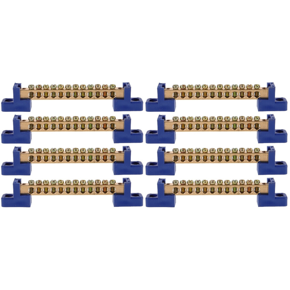 8Pcs Durable Copper Ground Bus Bar Kit With Terminal Blocks Blue 3762516929578
