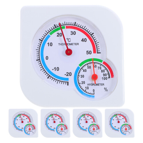 5Pcs Multipurpose Mini Indoor Analog Thermometer and Humidity Meter