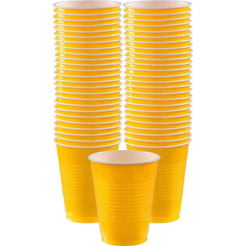 Gele feestbekers van stevig plastic, 355 ml 2