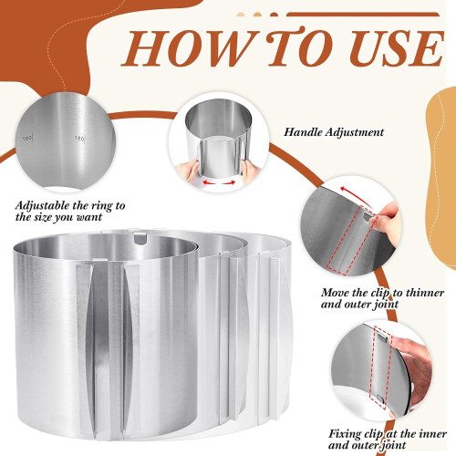 Stainless Steel Adjustable Cake Pan 6-12 Inch 2