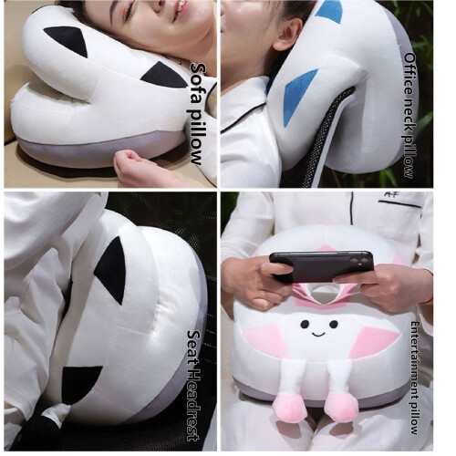 Student Comfort Napping Pillow With Fun Cartoon Soccer-Black 1