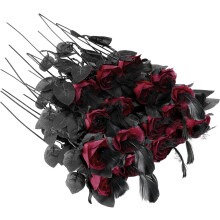 20 roses artificielles noires avec yeux – Halloween