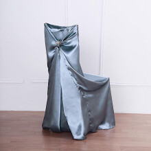 12 housses de chaise en satin bleu poudré – Taille universelle