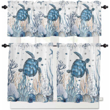 Set de perdele cu volan și niveluri Ocean Turtle 54x18in +