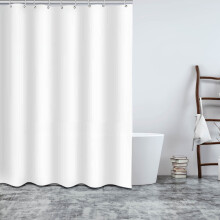 Perdea de duș albă cu design rustic – poliester impermeabil,