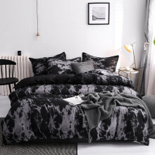 Full Size Black Marble Duvet Cover Set