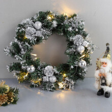 Kerstkrans met LED-verlichting, goud/zilver/rood, 25/30/40 cm