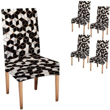 Ensemble de 4 housses de chaises en marbre noir et blanc