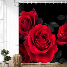 Zasłona prysznicowa Red Rose 72x84 cale z 12 haczykami