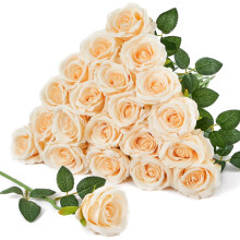 Lot de 20 roses artificielles noires de 10 cm en velours de soie