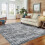 Tapis rétro taupe à médaillon – Acrylique, poils courts, 1