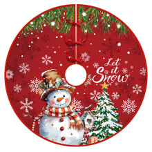 Jupe de sapin de Noël rouge, 76 cm, douce et moelleuse, motif neigeux