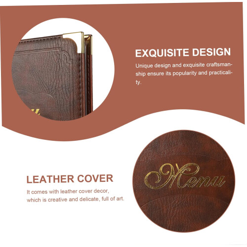 Order Menu Book Practical Menu Book Leather Cover Simple Menu Holding Book for Restaurant Bar 2