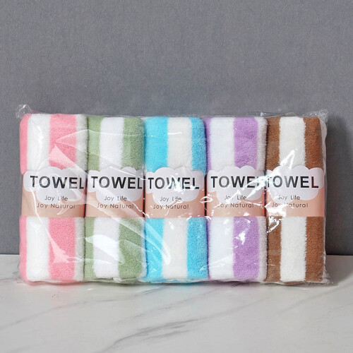 PRETXORVE Handdoeken 5-pack – Absorberend fluweel, gestreept