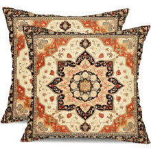 Housses de coussin bohèmes 45 x 45 cm, lot de 2, imitation lin