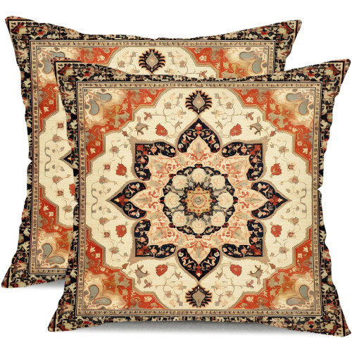 Conjunto de 2 capas de almofada boho 45x45cm em imitação de linho