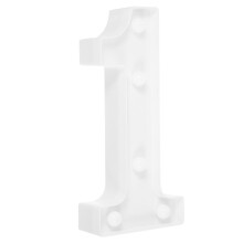 Numéro 1 lumineux à LED, blanc, plastique, 21,5 x 10,5 cm