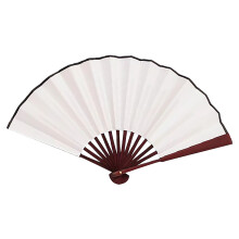 Traditional Wooden Folding Fan – Red Fabric, 1pc