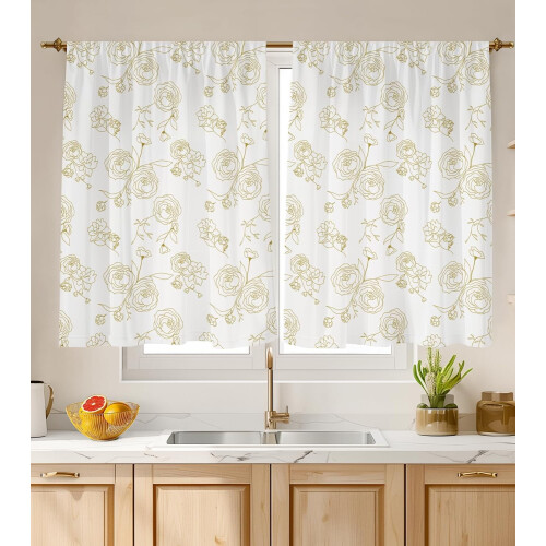 2-pak polyester køkkengardiner 61 cm B x 61 cm L
