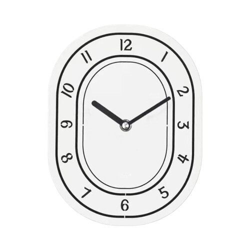 Oval akryl veggklokke stille design