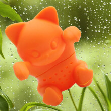 Cat-Shaped Silicone Tea Infuser, Orange, 6.5 cm