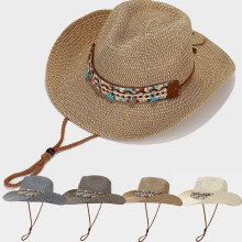 Chapeau de cowboy en paille pour hommes et femmes, style western