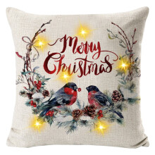 Housse de coussin LED de Noël rustique pour les fêtes d'hiver 45 x 45 cm