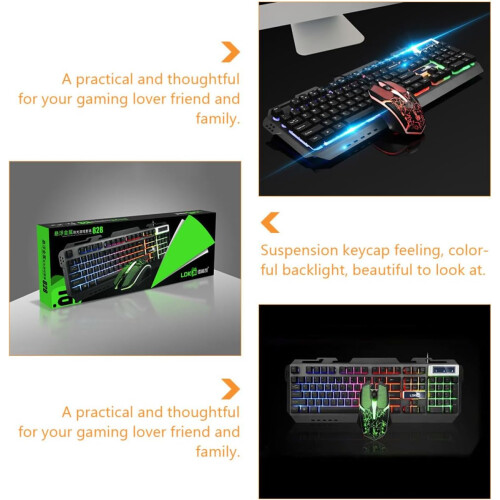Backlit Wired Keyboard and Mouse Lighting Gaming Keyboard with Connection 1
