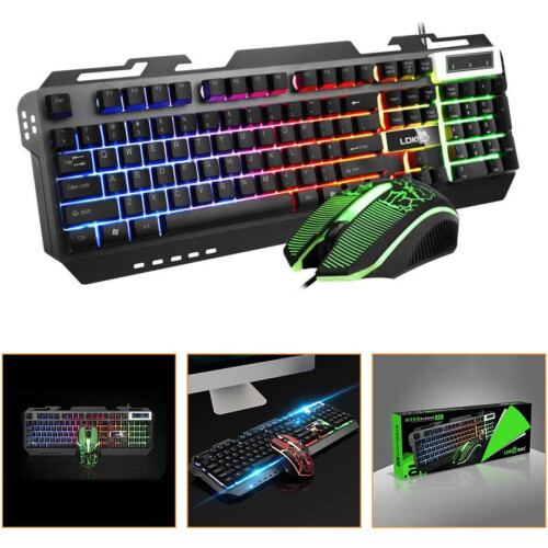 Backlit Wired Keyboard and Mouse Lighting Gaming Keyboard with Connection 2