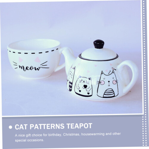 Adorable Cat Teapot and Cup Set White Ceramic Tea Set for Drinking Tea 1